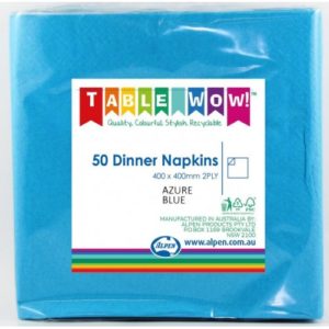 Azure Blue Dinner Napkins - Pkt 50