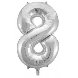Jumbo Foil Number Balloon - Silver Eight