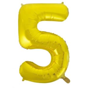 Jumbo Foil Number Balloon - Gold Five