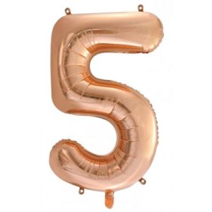 Jumbo Foil Number Balloon – Rose Gold Five