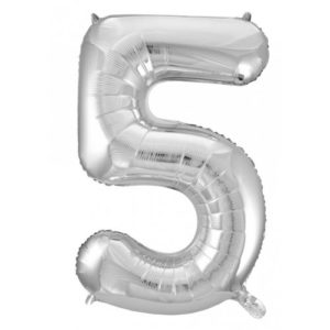 Jumbo Foil Number Balloon - Silver Five