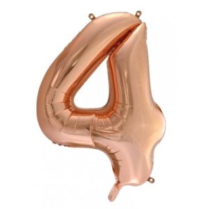 Jumbo Foil Number Balloon – Rose Gold Four – 4