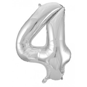 Jumbo Foil Number Balloon - Silver Four