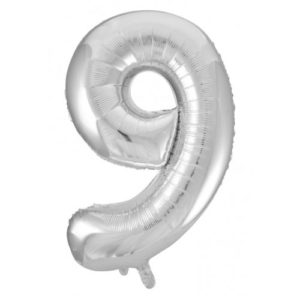Jumbo Foil Number Balloon - Silver Nine