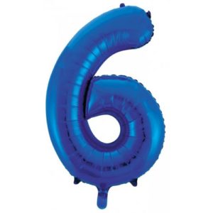 Jumbo Foil Number Balloon – Blue Six