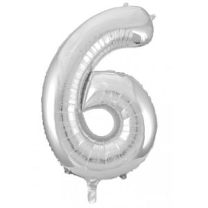 Jumbo Foil Number Balloon - Silver Six