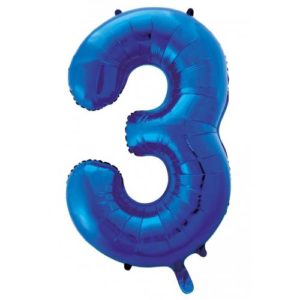 Jumbo Foil Number Balloon - Blue Three