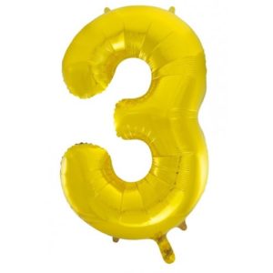 Jumbo Foil Number Balloon - Gold Three