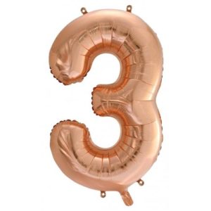 Jumbo Foil Number Balloon – Rose Gold Three