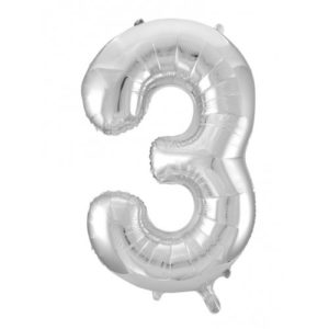 Jumbo Foil Number Balloon - Silver Three