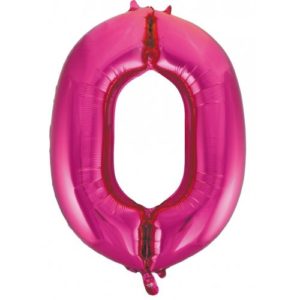 Jumbo Foil Number Balloon - Magenta Zero